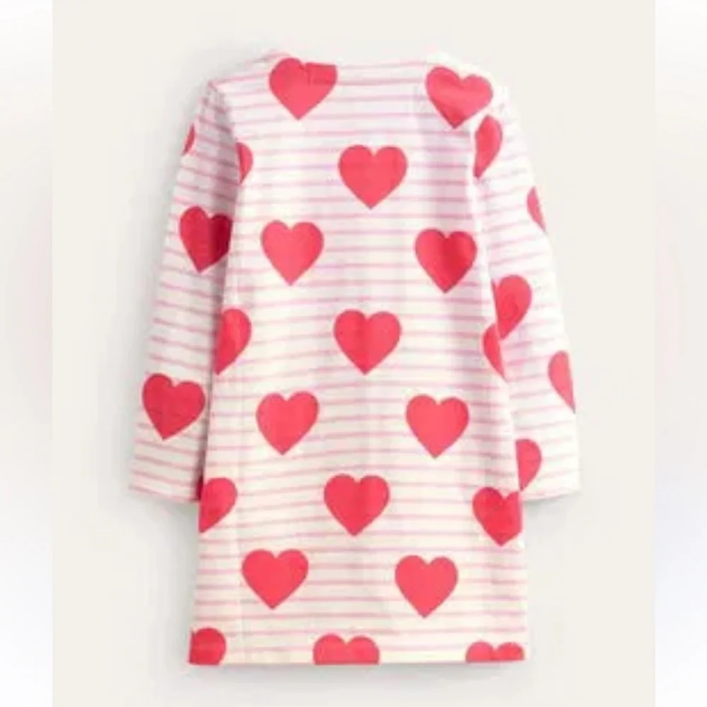 BODEN Fun Breton Dress in Poppy Red Stripe Heart